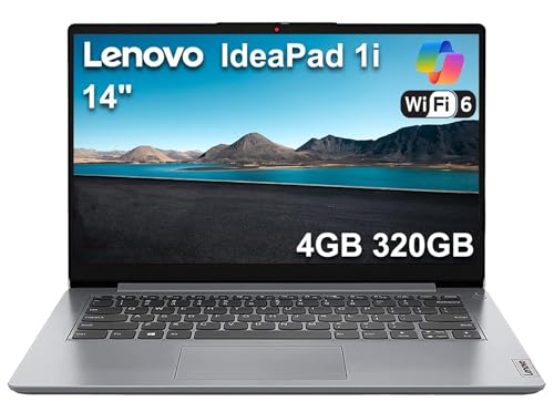 Image of Lenovo Ideapad 1i 14 inch Laptop (4GB RAM, 320GB Storage (256GB SSD + 64GB eMMC), Intel Dual-Core) for Business, Student, Home, Webcam, Anti-Glare, Wi-Fi 6, Type-C, Win 11 Home in S Mode