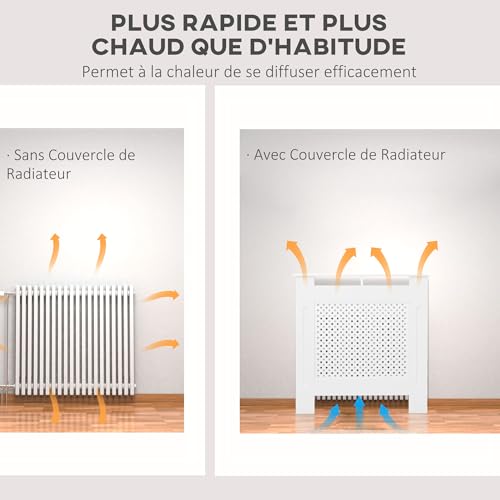 Cache-radiateur couvercle couverture radiateur en bois blanc 78cm - 4