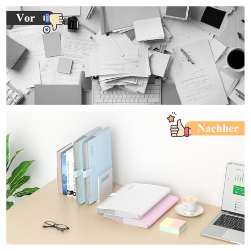 Dokumentenmappe A4, Fächermappe A4,12 Taschen Mappe Mit Etiketten, Mappen Ordnungsmappe Ordnersystem a4 Fächermappe Erweiterbar Ordner Mit Druckknopf Für Zuhause, Büro, Schule (Hellgrün)