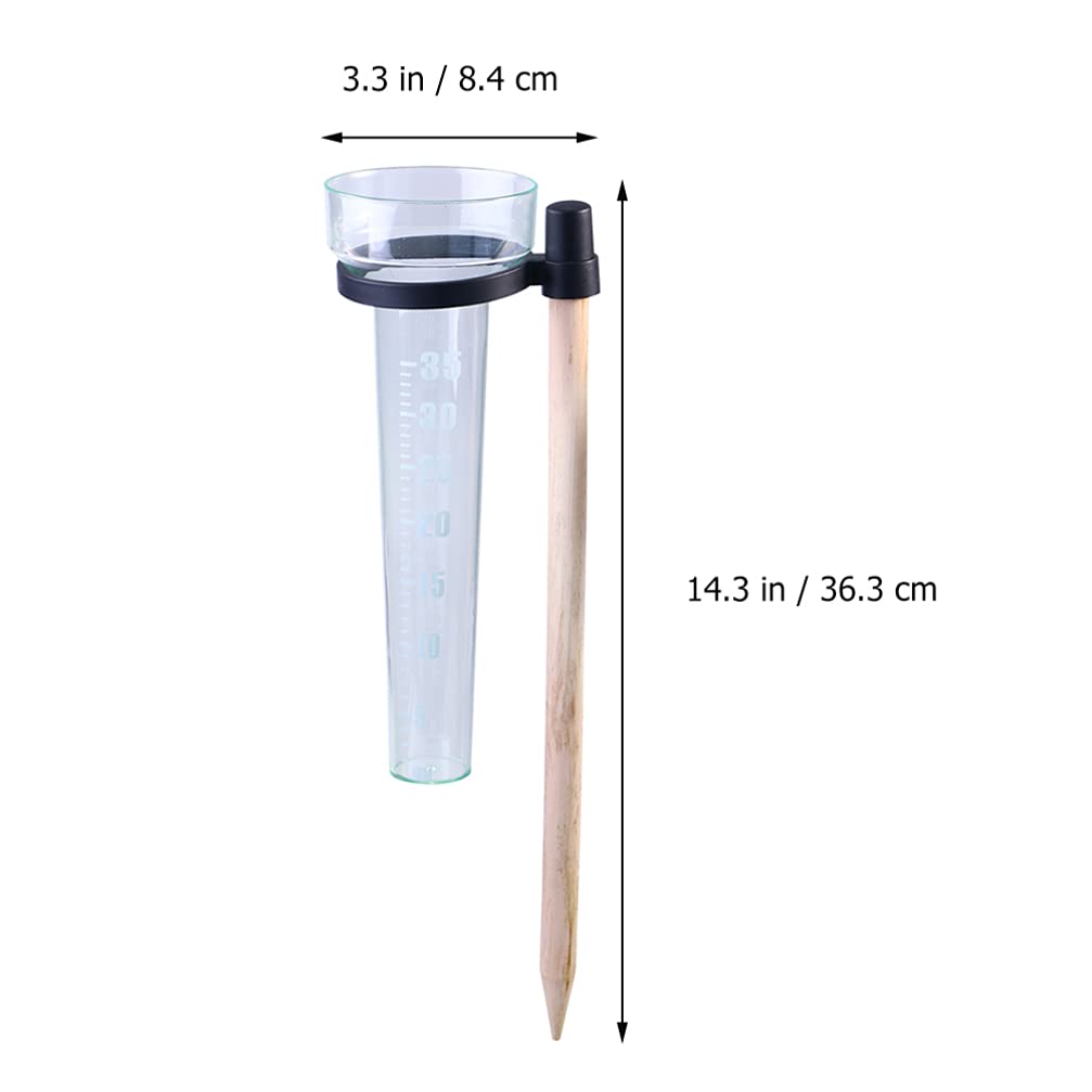YARNOW Niederschlagsmesser Aus Kunststoff Mit Holzstab Messbecher Für Regenwasser Garten Wetterstation Für Niederschlagsmessungen Bis 35Cm