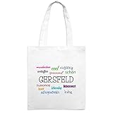 Beutelfarbe: weiß Jutebeutel mit Stadtnamen Gersfeld - Motiv Positive Eigenschaften - Farbe weiß – Stoffbeutel, Jutesack, Hipster, Beutel