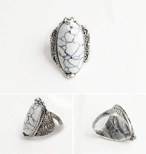 Ladaypoa Charming Synthetic-Turquoise Tibet Silver Plated Fashion Ring #TOP5