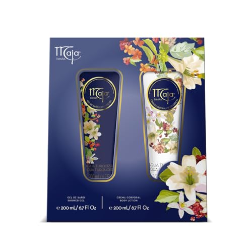 Maja, Estuche Coleccionable Aqua Turquesa, contiene una Crema de 200 ml y un Jabón Líquido Corporal de 200 ml