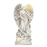 TERESA'S COLLECTIONS Large Angel Garden Statues with Solar Outdoor Lights for Garden Decor, Fairy Garden Outdoor Statues with Wing, Grave Cemetery Decorations Memorial Gifts for Dad Birthday 14.6'
