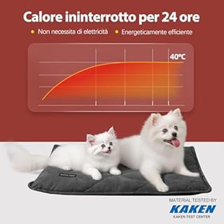 Mora Pets Tappeto riscaldante gatto Coperta autoriscaldante per gatti e cani Tappetino riscaldante Senza elettricità e batterie Coperta termica Rimovibile e Lavabile 60 x 46 cm