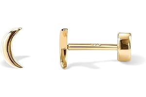 14K Gold Plated Sterling Silver Moon Studs