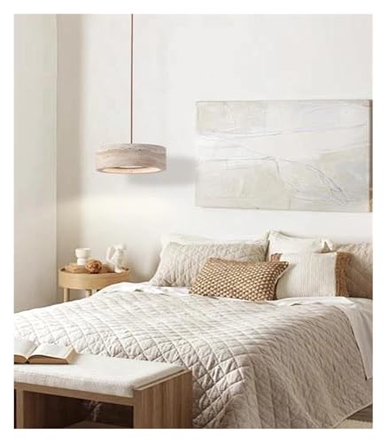 Lampe suspendue travertin et lustre LED pour une âme authentique