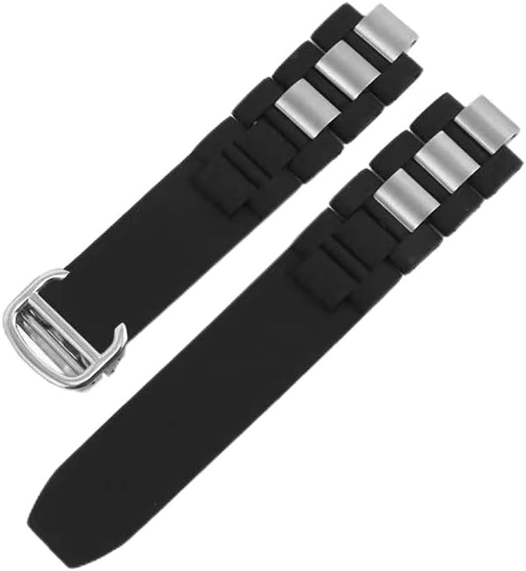 Kevisae Black Rubber Silicone Watch Band Compatible with Must De Cartier 21 Century Chronograph Quartz-Rubber Watch Band Strap for 20mm Cartier