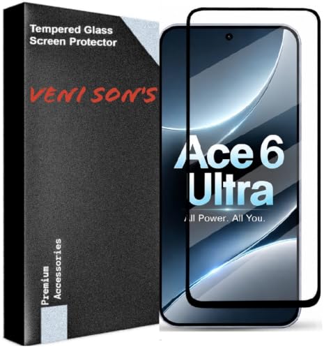 Image of VENI SON'S Scratch And Tear Resistant, Crystal Clear Edge to Edge Tempered Glass Screen Protector Guard Compatible With OnePlus Ace 6 Ultra