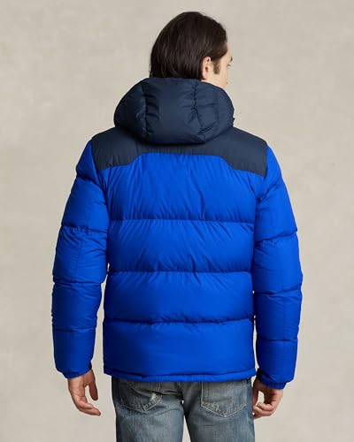 Image of POLO RALPH LAUREN Mens The Gorham Glossed Down Jacket (US, Alpha, Medium, Regular, Regular, color-blocked)