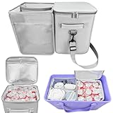 XYFuuee 2-in-1 Cooler Organizer Insert for X Large Bogg Bag Accessories, PEVA Portable Leak-Proof Ice Chest, Lightweight Mesh Divider Inserts Pouch with 4Fastener for XL Bog Beach Rubber Tote, Gray