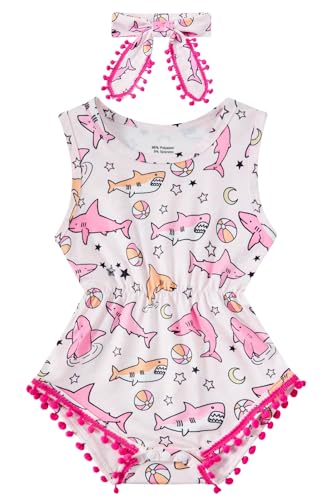 Image of BFUSTYLE Baby Girl Clothes 0-24 Months Outfit Sleeveless Infant Romper Bodysuit with Headband