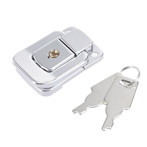 uxcell 47mmx31mm Iron Chrome Plated Toolbox Cabinet Toggle Hasp Catch Lock w Keys