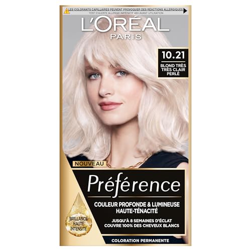 L’ORÉAL PARIS - Coloration Cheveux Permanente - Longue Durée & Lumineuse - Couvre 100% des Cheveux Blancs - Préférence - Nuance : Stockholm (10.21),...