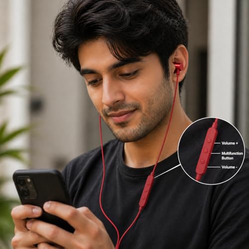 Image of Type C Wired Earphones for JBL Tun 310 C | High Fidelity Sound, Deep Bass, HD Calling Mic, Comfortable Fit, Strong Cable Compatible with All Type C Devices (RedRed)