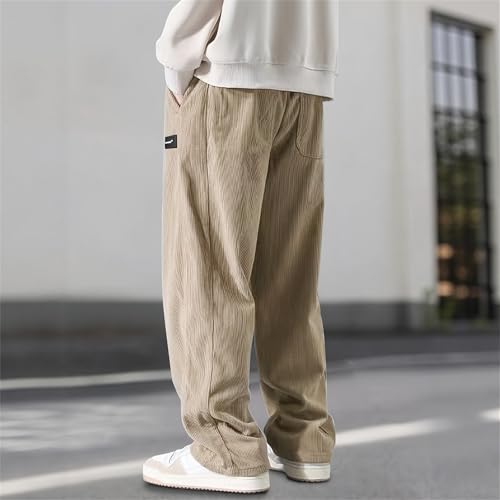 Mokaloha Mens Comfy Corduroy Straight Pants, Drawstring Wide Leg Baggy Sweat Pant, Match T-Shirts Coats for Everyday Wear3