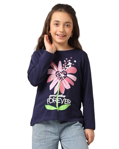 Image of Under Fourteen Only Girls Cotton Tops Collection - Round Neck, Crop Top, Full & Half Sleeve, Drop Shoulder, Ruffle Sleeve, Graphic Printed, Embroidered & Slub Knit Styles