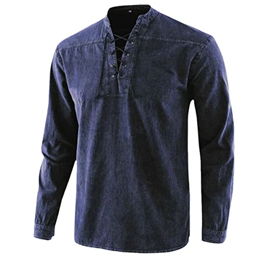 T-shirt homme manches longues bleu marine pour look décontracté