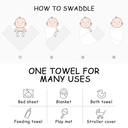 Image of DRESHOW BQUBO Cotton Baby Swaddle Hat Set Newborn Infant Receiving Blankets with Bear Ears Hat Wooden Birth Announcement Card Newborn Unisex Swaddle Wrap Sets Warm Shower Gift