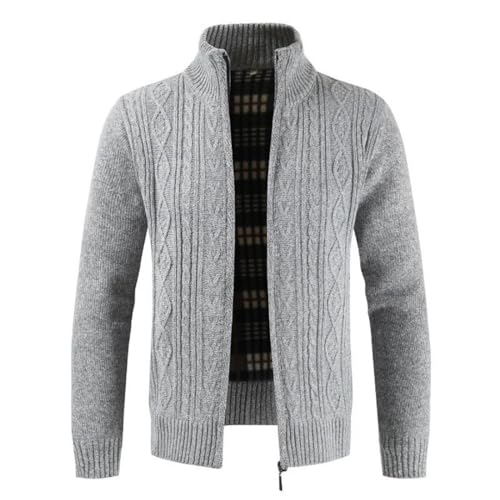 Mens Winter Sweater Casual Sweater Stand Collar Cardigan Striped Slim Knitted Mens Sweatercoat2