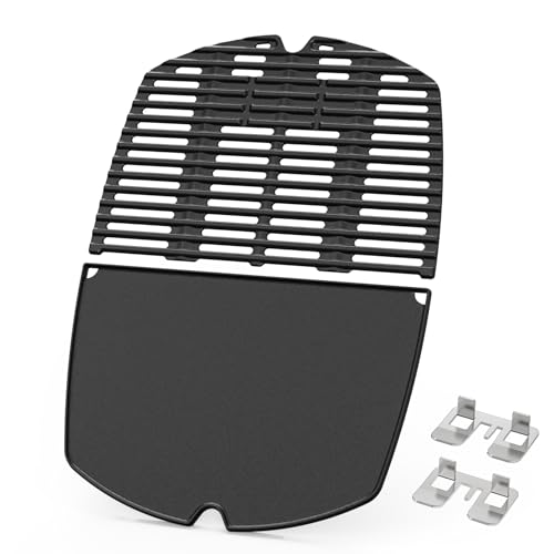 onlyfire Plaque de Cuisson Réversible et Grille de Cuisson pour Série Weber Q 200/2000 - Pièces de Rechange pour Weber 6559 et 7645 - Accessoires pour...