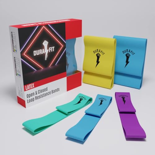 Image of Durafit Resistance Bands | Home Workout | Unisex | Toning | Exercise & Stretching | Mini Loop Bands | Pack of Multi-Color Bands (Resistance Band-B3-Pack of 5)