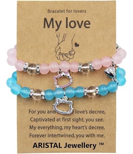 Image of ARISTAL Jewellery Spiderman Kitty Magnetic Friendship Bracelets, Couple's Bracelets, Valentine's Day Gifts for BFF, BF, GF, Women, Men, Girls, Kids
