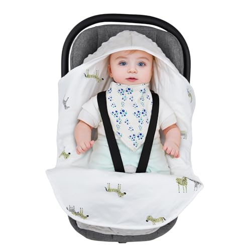 Car Seat Blankets for Babies Winter Quilted Warm Baby Swaddle Wrap Newborn Swaddle Blanket for Baby Boys Girls 0 to 3 Months (Zebra) - Image 3