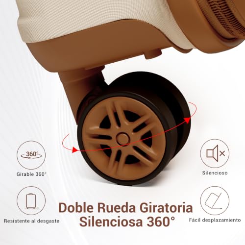 Miniatura 5 de Kono Juego De Maletas De Viaje 4 Piezas 12 20 Abs - Maleta De Cabina, Neceser Rígido Y Bolso De Fin De Semana Con Ruedas 360 Silenciosas Y Candado Tsa Beige