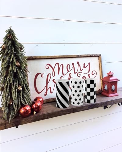 Image of 3 Pcs Checked Black and White Candles with Timer Remote | Battery Operated Pillar Flameless Candle for Birthday Gifts Holiday Decor Home Party Festival
