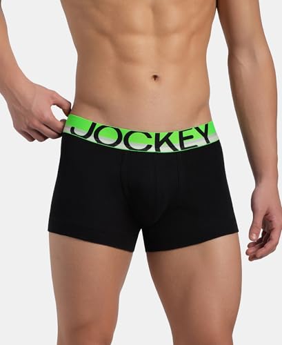 Image of Jockey FP03 Men Super Combed Cotton Rib Solid Trunk with Ultrasoft Waistband