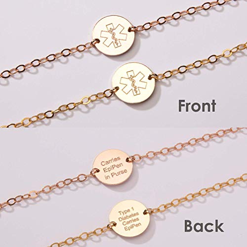 Medical Alert Id Bracelet For Women, Children, Custom Adjustable, Personalized Engraved, Emergency, 14K Gold Filled, Rose, Sterling Silver (Cg343B_5-8). #TOP1