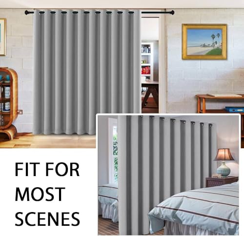 Image of H.VERSAILTEX Blackout Curtains for Sliding Glass Door Room Divider Curtains Noise Reduce Curtain Panel Portable Window Screen Sliding Partition, W180 x L96 inches /8' Tall by 15' Wide, Dove Gray