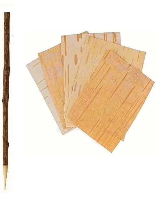 Bhojpatra Sheet Original with Free Anaar Kalam, Bhoj Pattar (15 Pieces), Bhoj Patra for Mantra and Taweez Writing, Bhoj patra for Yantra Writing (4 * 3 inch) Or (10 x 8 cm), (15)-image-22