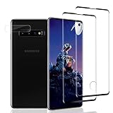 [2+1 pièces] Verre Trempé pour Samsung Galaxy S10, Haute Qualité 3D Incurvé Couverture Complète, Dureté 9H, Sans Bulles, Film Protection d'Écran pour Samsung S10