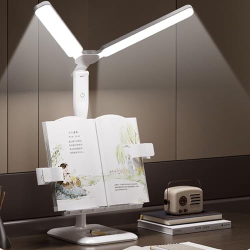 Image of NYRWANA Table Lamp for Study Room | 3 Modes Touch Control LED Desk Lamp | Adjustable & Foldable Height Study Table Lamp | Lamp Light for Study | USB-C Rechargeable (White)