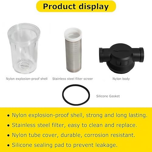 Image of BUPUROTT Water Pump Strainer Inlet Filter for High Pressure Washer, Sediment Filter Attachment, 80 Mesh Screen(1 /2 inch 80Mesh)