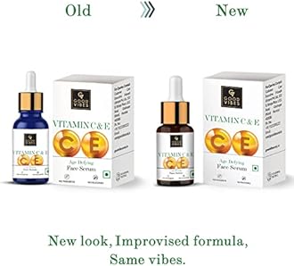 Good Vibes Vitamin C & Vitamin E Age Defying Face Serum | Lightweight Naturally Glowing Serum For All Skin Types | Helps Repair Skin & Wrinkles | No Parabens & Sulphates (10 ml/0.34 Fl Oz)