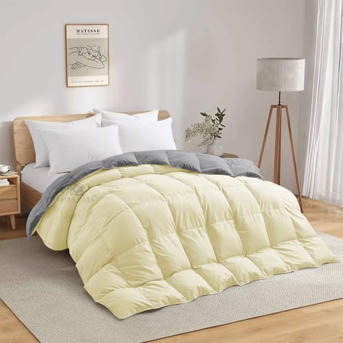 Image of Super Comfort Reversible 500 GSM Comforter Double Bed Size (90 inchX100 inch) - Heavy Winter Comforter 500 GSM Microfiber Fill - Duvet /Blanket Double Bed - Ivory /Silver Grey Color