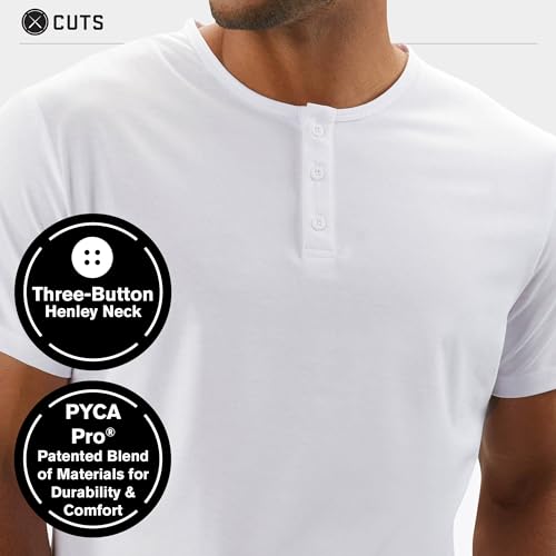 Clothing Men's Premium AO Henley Casual Short Sleeve T-Shirt | Classic Curve-Hem | PYCA Pro Soft Fabric3