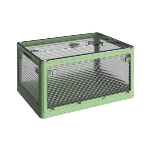Image of oddpod Stack Genie Collapsible Medium Capacity Storage Box with Detachable Wheels /Multifunctional Transparent Stackable, Portable & Foldable Organizer for Indoor and Outdoor use - Green