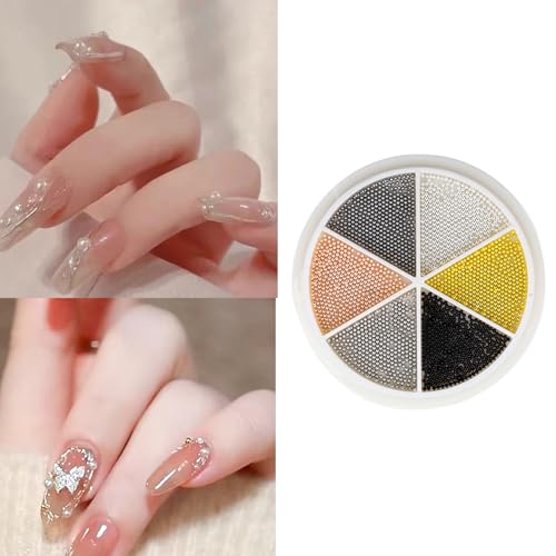 6 Grids Gold Silver Nails Art Charm Beautiful Nails Beads Nails Art Decorations Metal Nails Charm Manicure Supplies