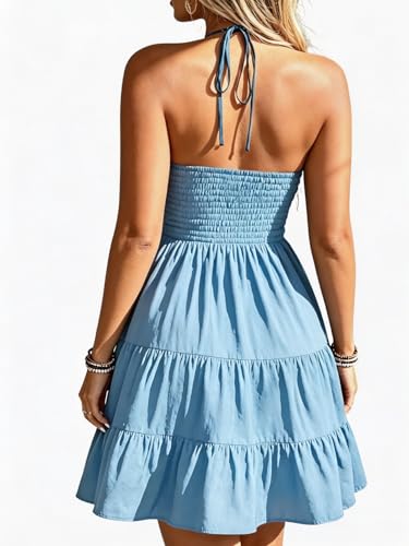 Image of SOLY HUX Women's Summer Mini Dress Halter Backless Flowy Cami Sundress