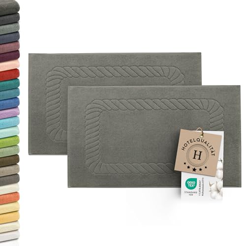 ZOLLNER 2er Set Badematten - weiche und saugstarke Duschvorleger - waschbar bis 95°C - Baumwolle -...