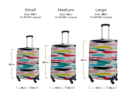 Image of Cortina Eco-Friendly Abstract Print Luggage Protective Cover|Large|Fits 26-30 Inch Luggage|Polyester-Spandex|72cm (28 inches)|Travel Suitcase Protectors|Anti Scratch|Pack of 1|Multi