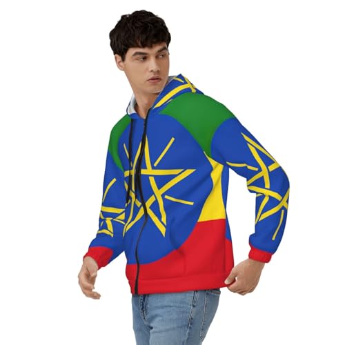 Sweat à capuche Éthiopie zippé en polyester doux pour le quotidien