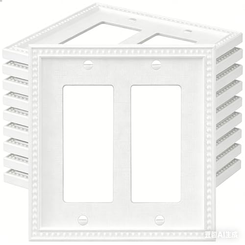 Image of ZEFTV 10 Pack Mid-Size Decorator Wall Plates 2-Gang Switch Outlet Electrical Cover Plate Unbreakable Thermoplastic Faceplate for Light Receptacle Outlet Switch, Classic Beaded Relief Design, White