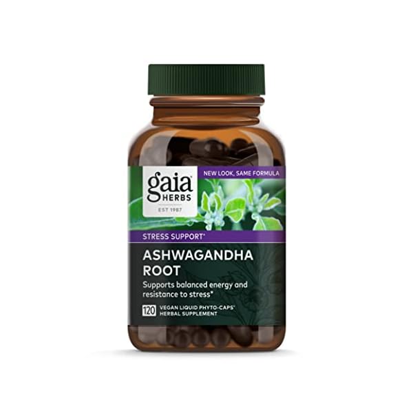 Gaia Herbs, Ashwagandha Root Vegan Liquid Phyto Capsules - Stress Relief, Immune Support Supplement, Balanced Energy Levels and Mood , 120 Ct (Pack of 1)