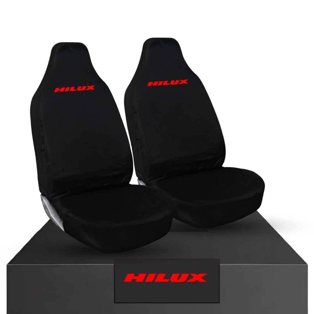 Tee AutoCare Hilux Logo - Front 4 * 4 Seat Covers - Heavy Duty & 100% Water Proof- Fits Toyota Hilux (Red Logo)