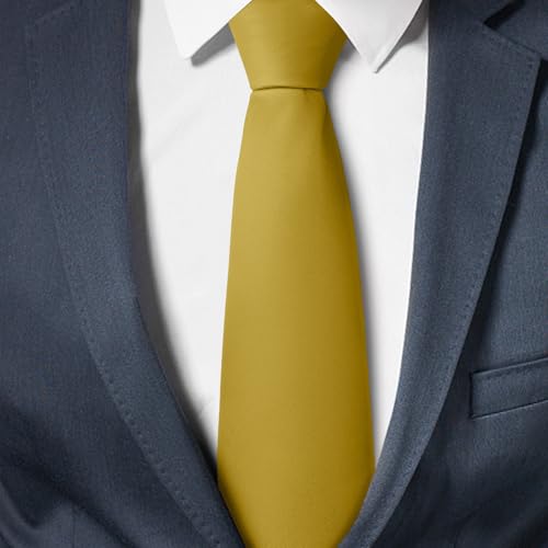Image of Men's Classic Satin 3.15 inch Soild Color Necktie Wedding Business Tie & Gift Box